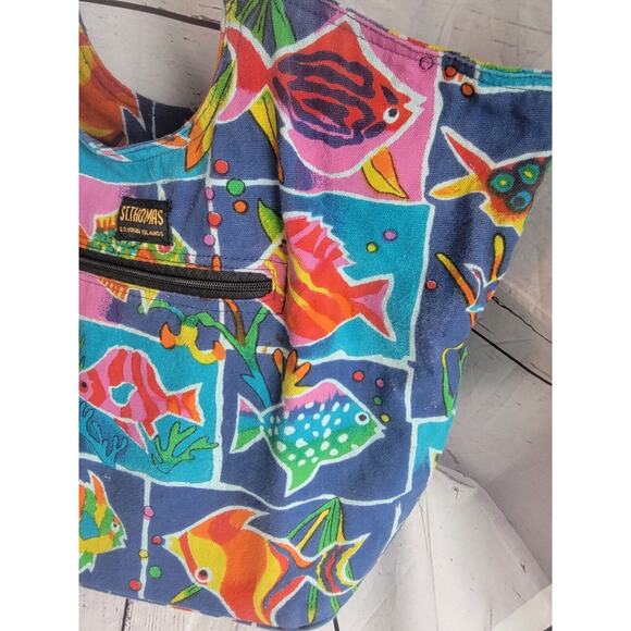 St. Thomas Virgin Islands Tropical Fish Purse Tote Bag Summer Print - Picture 3 of 16